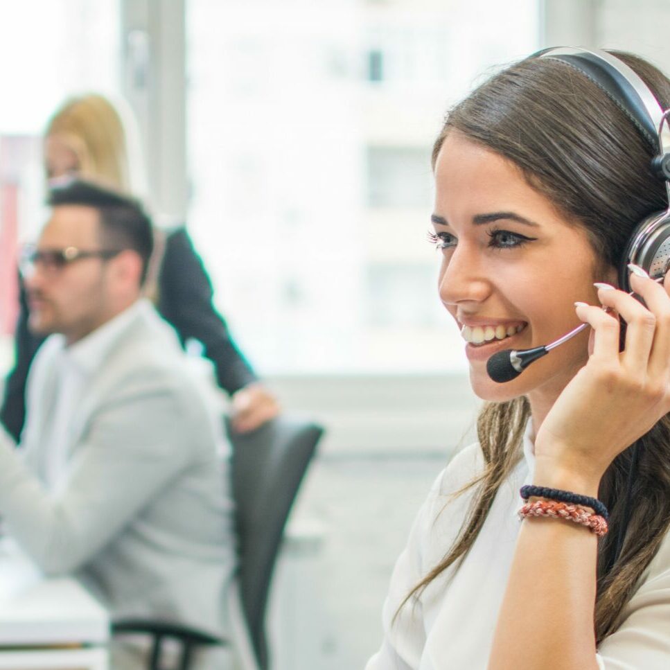 Gerson Relocation Briefing call - girl with headphones talking