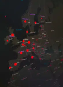 Rode lichten die covid-percentages op een kaart weergeven