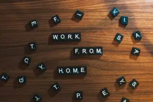 Scrabble tiles spelling work from home