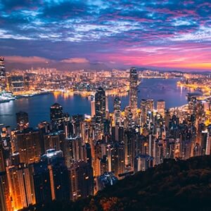 Hong Kong skyline at sunset