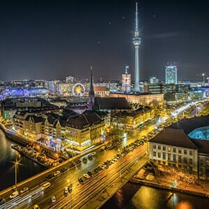 Berlin skyline at night