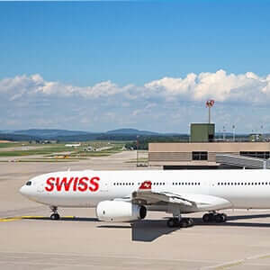 Planes preparing for take off at Terminal A of Zurich Airport