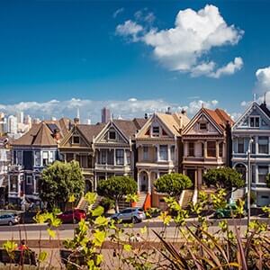 The famous seven sister houses in San Francisco, California