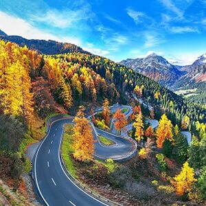 View of Maloja pass road in Switzerland