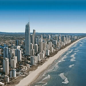 Stretch of beach along the Golden Coast, Australia