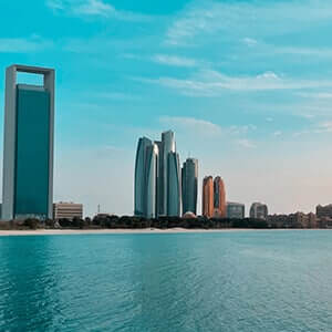 Sunny view of the Corniche in Abu Dhabi