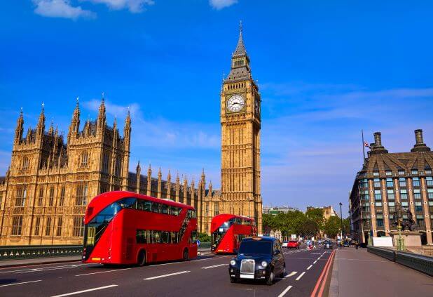 Big ben clock tower and london bus