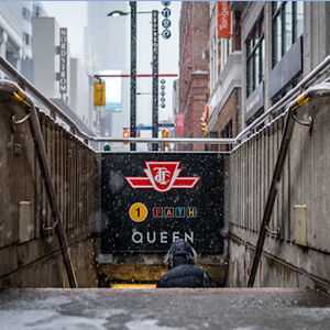 Entrance to an underground subway station in Toronto
