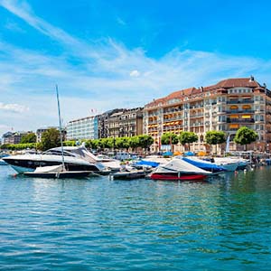 Geneva city port panoramic view