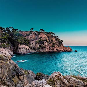 Marbella in Spain, beautiful cliffs and crystal-clear water