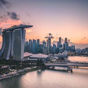 Singapore skyline at sunset