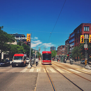 Tram on street in Toronto