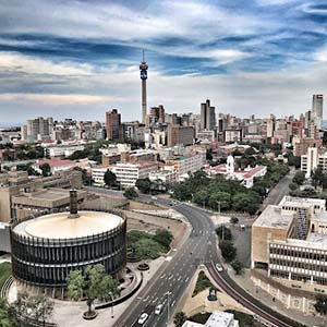 Aerial view of Johannesburg city centre