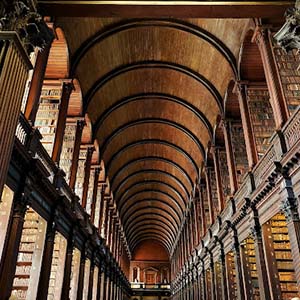Inside view of Trinity College Library, Dublin