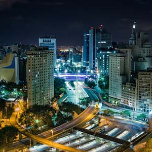 Night city traffic in São Paulo