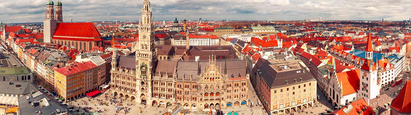 Aerial Panoramic View Of Old Town, Munich, Germany