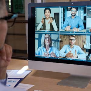 Employees joining a video conference