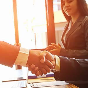 Business people shaking hands during a meeting