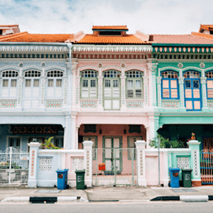 Colourful buildings in Katong district in Singapore