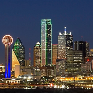 Dallas’ business district showcasing skyscrapers