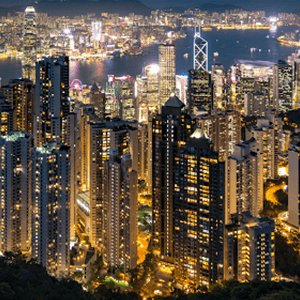 Metropolitan skyline of Hong Kong at night