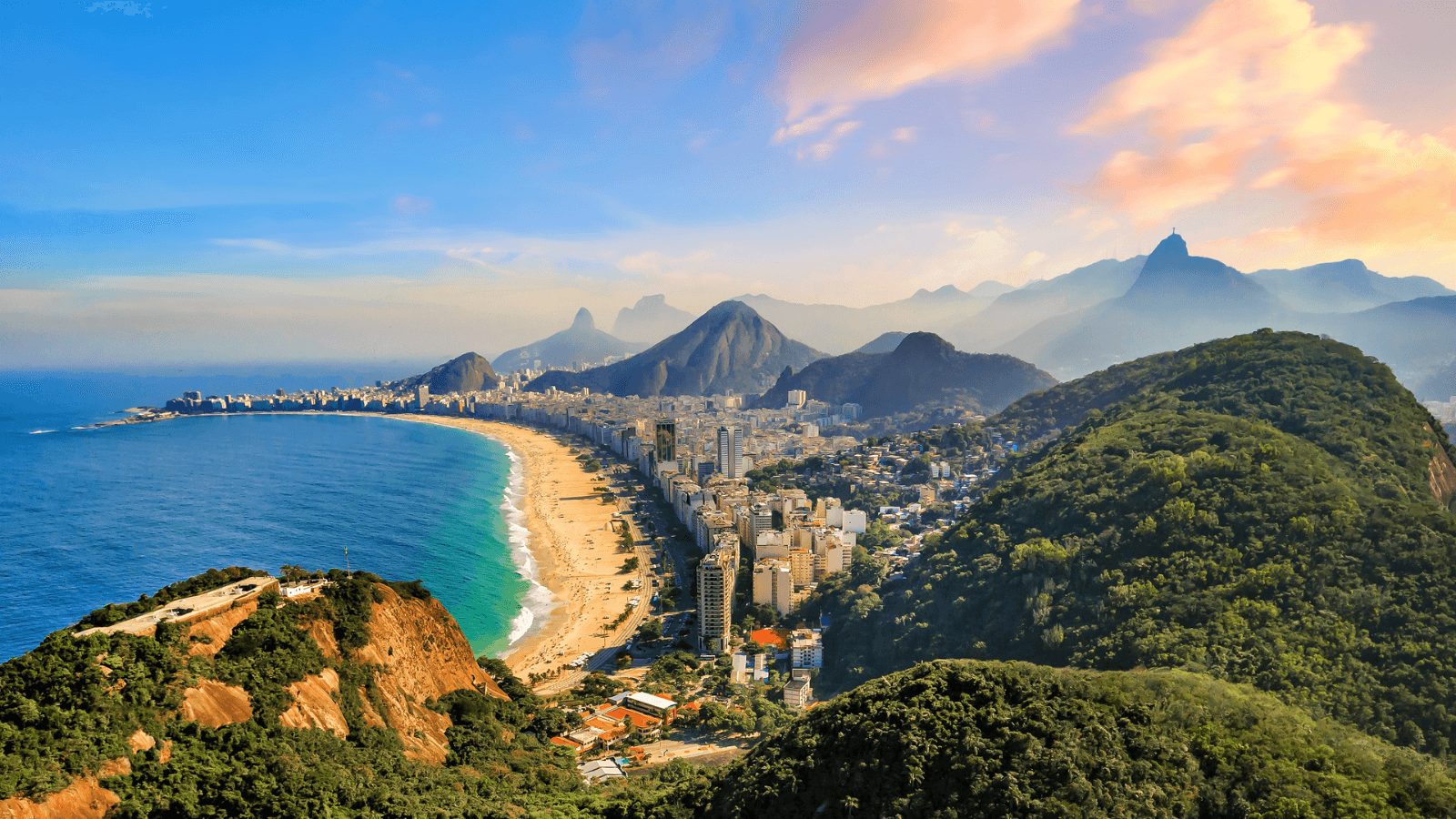 Panoramic View Of The Copacabana And Ipanema Beaches In Rio De Janeiro, Brazil