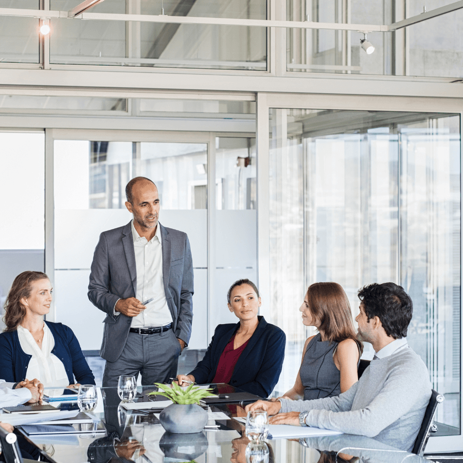 An HR manager leading a business team meeting An HR manager leading a business team meeting
