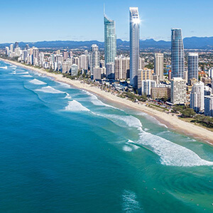 A sunny view of the Gold Coast in Queensland, Australia