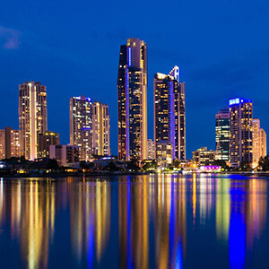 Gold Coast in Australia at night-time