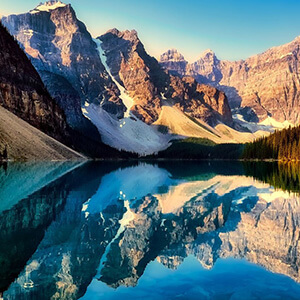 Mountains along Lake Moraine in Canada
