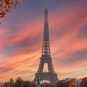 Eiffel Tower in Paris on an autumn evening