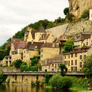 Houses along the Dordogne River in France