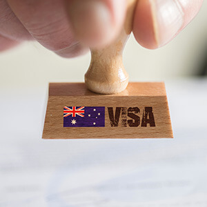 A stamp and visa to enter Australia A stamp and visa to enter Australia