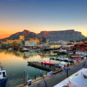 Cape Town harbour, South Africa, at dusk