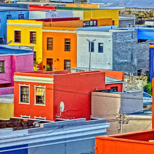 Colourful buildings in Bo Kaap District, South Africa