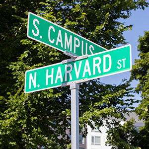North Harvard Street and South Campus Drive signs on the Harvard University's Allston campus in Boston, Massachusetts. North Harvard Street and South Campus Drive signs on the Harvard University's Allston campus in Boston, Massachusetts.