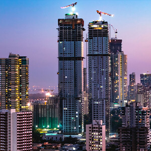 Twilight view of the Mumbai skyline